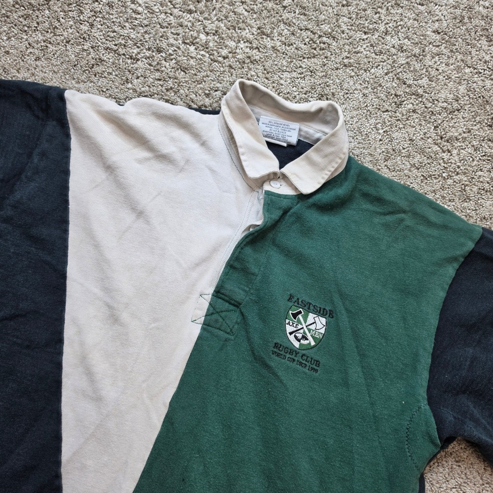 VINTAGE Barbarian Rugby Shirt Mens XL Green Black Axe Men 1999 Polo Outdoor